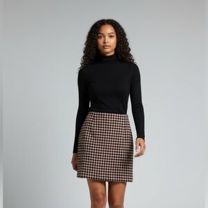 Eddie Bauer 100% wool skirt, back zipper, A-line, burgundy, brown, and tan